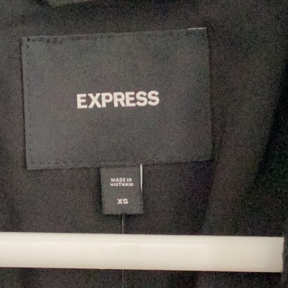 Express New Embellished Stones  Long  Black Women's Coat Extra Small Oversized - Picture 12 of 13